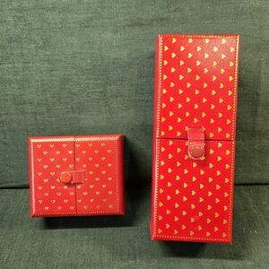 Avon Red and Gold Jewelry Ring Box Set